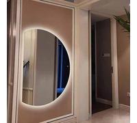 Backlit Bathroom Mirror - Anti-Fog Dimmable LED Vanity Mirror, Half Moon Frameless Wall Mirror, Shatter-Proof, Modern Decorative Design