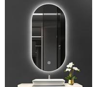 Backlit Bathroom Mirror Oval 50x80cm Adjustable 3 Colors AntiFog Waterproof IP54 High CRI >90 WallMounted Vanity Mirror for Modern Decor