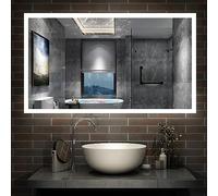Backlit Bathroom Mirrors with Shaver Socket 3 Light Modes Dimmable, 1200 x 700 mm Illuminated Wall Mounted LED Bathroom Vanity Mirror, Demister Fogless, Wall Switch/Touch Switch Smart LED Mirrors