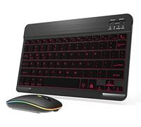 Backlit Bluetooth Keyboard and Mouse Combo for iPad Air Pro Mini Tablet iPhone Android Samsung Smartphone Cell Phone Rechargeable Ultra Slim Wireless Keyboard Mouse Portable iPadOS 13 & above (Black)