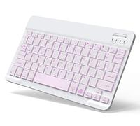 Backlit Bluetooth Keyboard Small Portable Wireless Keyboard Rechargeable Illuminated for Android Samsung Tablet Cell Phone Smartphone iPad A16 11th 10th Generation iPad Pro Air Mini iPhone (White)