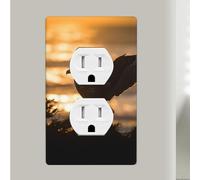 Backlit Eagle Duplex Receptacle Outlet Covers, 1-Gang Standard Size Wall Plates, Unbreakable Polycarbonate Dual Outlet Faceplates Covers For Kitchen Home Kids Room Decor 4.5" X 2.76"