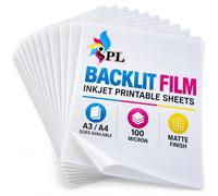 Backlit Film for Inkjet Printers, 100 Micron Matte Printable Translucent Sheets for LED Light Boxes, Light Pockets, Window Displays, Menus, Posters & Signs,10 (A3)