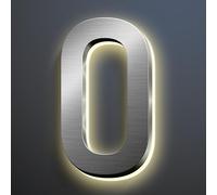 Backlit Floating LED House Number Signs, Brushed Silver, Address Signs Lighted Plaque, Outdoor/Indoor, Modern, Weatherproof And Corrosion Resistant, Day & Night,8 Inch/20cm,R