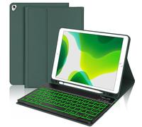 Backlit Keyboard Case for iPad 9th/8th/7th Gen 10.2 inch, iPad Air 3rd Gen, iPad Pro 10.5 - Built-in Pencil Holder, Magnetic Rechargeable Backlit Removeable Keyboard, Auto Sleep & Wake - Dark Green