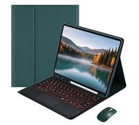 Backlit Keyboard Case for Samsung Galaxy Tab S10 Lite 2025 10.9″ Dark Green | SM-X400 SM-X406B Bluetooth Round Keycaps 7 Colour Changing Backlight Touchpad Removable Wireless Mouse PU Stand Stylus Holder