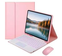 Backlit Keyboard Case for Samsung Galaxy Tab S10 Lite 2025 10.9″ Pink | SM-X400 SM-X406B Bluetooth Round Keycaps 7 Colour Changing Backlight Touchpad Removable Wireless Mouse PU Stand Stylus Holder
