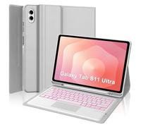 Backlit Keyboard Case for Samsung Galaxy Tab S11 Ultra 14.6 inch 2025, Galaxy Tablet S11 Ultra Case with S Pen Holder, Magnetic Detachable Smart Tablet Keyboard Cover with Touchpad, Auto Sleep/Wake