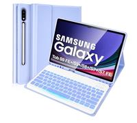Backlit Keyboard Case for Samsung Galaxy Tab S9 FE+/S9 Plus/S8 Plus/S7 FE/S7 Plus 12.4'', UK Layout, Lively Life Magnetic Detachable Illuminated Keyboard for Galaxy Tab 12.4 Inch, Purple