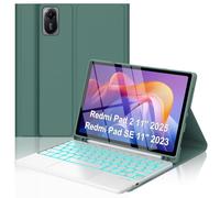 Backlit Keyboard Case for Xiaomi Redmi Pad 2 11-inch 2025 & Redmi Pad SE 11 inch 2023, Magnetic Removable Bluetooth Touch Keyboard 7-Color Backlight, Protective Slim Stand Cover Case with Pen Holder