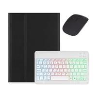 Backlit Keyboard for Galaxy Tab S9 FE+ 12.4″/ Tab S10+ / Tab S9+ /S8+/S7+/S7 FE 12.4 inch Case with Mouse and Magnetic Detachable Backlight Color Keyboard,Black+White