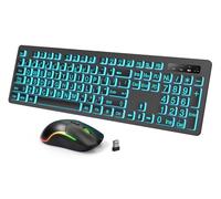Backlit Large Print Wireless Keyboard and Mouse Combo, 2.4G Full Size Keyboards with Light Up Large Keys, Oversize Letters Keys Easy to See and Type, Quiet Keyboard Mouse for Windows, Laptop, PC
