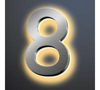 Backlit LED House Numbers 12 Inch, Stainless Steel Hand-Polished For House Address Signs, Modern Illuminated House Numbers, Waterproof Light Up Address Numbers,8