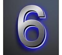 Backlit LED House Numbers Plaques 8", Stainless Steel Illuminated House Address Number Signs, Light Up Door Number Plaques For Wall Modern,1