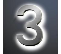 Backlit LED Illuminated Address Numbers For House, Modern Stainless Steel House Number For Outside, Lighted Home Address Sign, Metal House Numbers,3