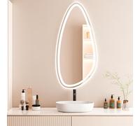Backlit Oval Bathroom Mirror - Full-Length Irregular Teardrop Design 70x90cm Modern Wall Decor Asymmetrical Shape Translucent Finish for Stylish Home Aesthetics