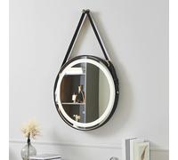 Backlit Round Wall Mirror50cm/19.7in Black Hanging Bathroom Mirror for Bedroom & Living Room DécorStylish LED Cle Mirror for Modern Home
