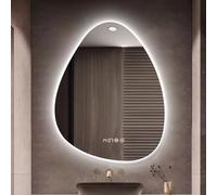 Backlit Teardrop Smart Bathroom Mirror with Defogger Wall-Mounted Wireless Time & Temperature Display 3 Color Lighting 60x80cm (23.6x31.5in)