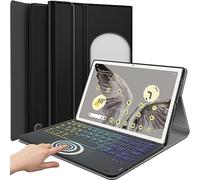Backlit Touchpad Keyboard Case for Google Pixel Tablet 11 Inch 2023, DKAHOEE 3-Zone Backlight Detachable Wireless Keyboard with Slim PU Leather Protective Case for 11” 2023 Release Google Pixel Tablet