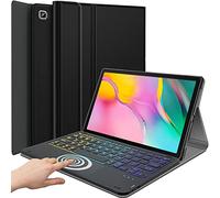 Backlit Touchpad Keyboard Case for Samsung Galaxy Tab A 10.1 2019 Release, DKAHOEE 3-Zone Rainbow Backlit Wireless Keyboard with Slim Stand Cover Case for Galaxy Tab A 10.1 Inch 2019 SM-T510/T515/T517