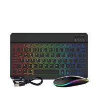 Backlit Wireless Keyboard With Mouse Rechargeable Compatible With Android Tablet Phone PC Spanish Arabic(Black-And Mouse)