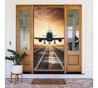 Backpack Airplane Door Cover Decorations, Welcome Door Banner Backdrop Seasonal Spring Summer Porch Banner Sign Photo Background for Indoor Outdoor Party Decor 72.8 x 35.4 Inch