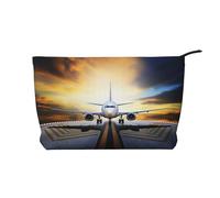 Backpack Airplane Printed Make up Bag for Women Corduroy Makeup Bags Zipper Travel Cosmetic Bags Pouch Organizer