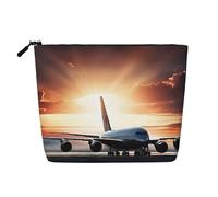 Backpack Airplane Single Layer Linen Like Makeup Bag, Lightweight and Cute, Easy to Use