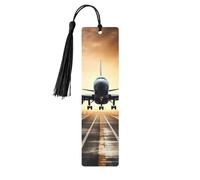 Backpack Airplane Wooden Bookmarks for Book Lovers, Handmade DIY Book Mark with Colorful Tassels Double-Sided Printed Page Markers Artistic Book Accessories Gift for Women Men