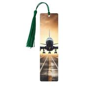 Backpack Airplane Wooden Bookmarks for Book Lovers, Handmade DIY Book Mark with Colorful Tassels Double-Sided Printed Page Markers Artistic Book Accessories Gift for Women Men
