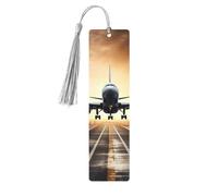 Backpack Airplane Wooden Bookmarks for Book Lovers, Handmade DIY Book Mark with Colorful Tassels Double-Sided Printed Page Markers Artistic Book Accessories Gift for Women Men