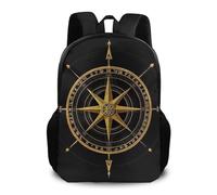 Backpack Ancient Viking Vegvisir Art Wind Roses Magic Navigation Gold Compass Backpacks Computer Pack Back Men and Women Rucksack for Laptop Student Travel
