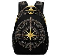 Backpack Ancient Viking Vegvisir Art Wind Roses Magic Navigation Gold Compass Pack Back Men and Women Backpacks Computer Daypack for School Laptop College