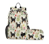 Backpack And Lunchbox Set Cute Dog Lover Flower School Bag Boy 10-12
