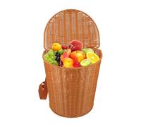 Backpack Basket - Woven Storage Backpack, Holiday Basket with Lid and Shoulder Straps for Weekend Holidays Picking at the Farm Beach Fruit Harvesting Shopping