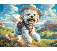 Backpack Bichon Frise 1000 Piece Complete DIY Jigsaw Puzzle Dreamy Scenic Fauna Collectors Mind Relaxation Educational Decorative Puzzle Gifts for Adults Recycled Cardboard 1000 PCS