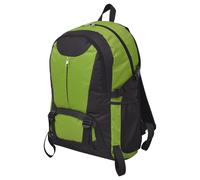 Backpack Black and Green 40L 600D Polyester Water-Repellent Padded Straps 3 Zips
