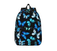 Backpack Casual Lightweight Blue Butterfly Laptop Backpack Men Women Travel Bag Outdoor Canvas Daypack