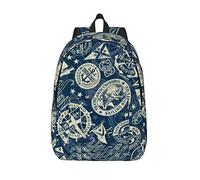 Backpack Casual Lightweight Nautical Style Marine Sailing Badges Laptop Backpack Men Women Travel Bag Outdoor Canvas Daypack
