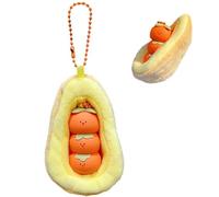 Backpack Charm, Cartoon Doll Plush Bag Charm, Backpack Hangable Ornament, Cute Pea Stuffed Toys with Detachable Tomato/Duck Doll for Desk Home Car