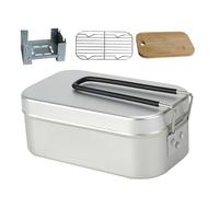 Backpack Cookware Lunch Box, Camping Lunch Box Set | Camping Cookware Outdoor Lunch Box, 4-Piece Foldable Stove Cutting Board, Portable Camping Cooking Set, Aluminium Lunch Box, Camping Accessories