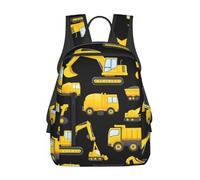 Backpack Cool Black Yellow Buldozer Excavator Construct Machines Daypack Lightweight Rucksack Durable School Bag for Laptop College School