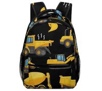 Backpack Cool Black Yellow Buldozer Excavator Construct Machines Pack Back Casual Rucksack Lightweight Backpacks For Student Work School