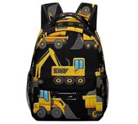 Backpack Cool Black Yellow Buldozer Excavator Construct Machines Pack Back Computer School Bag Men and Women Rucksack for School Laptop College
