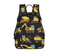 Backpack Cool Black Yellow Buldozer Excavator Construct Machines School Bag Casual Backpacks Durable Daypack for School Student College