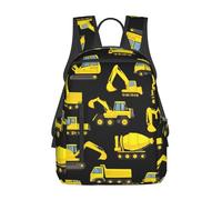 Backpack Cool Black Yellow Buldozer Excavator Construct Machines School Bag Durable Pack Back Casual Rucksack For College Laptop Travel