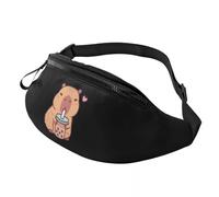 Backpack Custom Cute Capybara Loves Bubble Tea Fanny Pack Men Women Crossbody Waist for Running Phone Money Pouch Halloween and Christmas Gifts