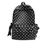 Backpack, Cute Polka Dot Kawaii School Bag, Nylon Travel Daypack with Side Bows, Aesthetic Bookbag for High School College Daily Commute, Sweet Casual Bag for Teen Girls & Women