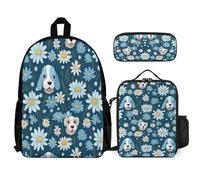 Backpack Dog with Lunch Bag Animal Puppy Pencil Case for Girls 7-10 Years Year 2-4, Lightweight Carry Collection for Study Sessions Holidays and Weekend Adventures