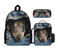 Backpack Dog with Lunch Box Pencil Case for Kids Age 7, Backpack Animal Puppy School Supplies Bundle Year 4 for Boys Weekend Adventures and Sports